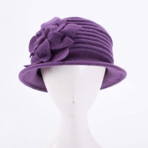 Berets Womens 1920s Look 100% Wool Beret Beanie Cloche Bucket Winter Hat A543 - Purple - CN1936SU60O $12.81