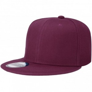 Baseball Caps Wholesale 12 Pack Snapback Hat Cap Hip Hop Style Flat Bill Blank Solid Color Adjustable Size - 12-pack Wine - C...