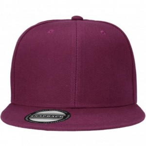 Baseball Caps Wholesale 12 Pack Snapback Hat Cap Hip Hop Style Flat Bill Blank Solid Color Adjustable Size - 12-pack Wine - C...