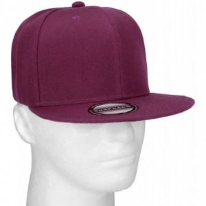 Baseball Caps Wholesale 12 Pack Snapback Hat Cap Hip Hop Style Flat Bill Blank Solid Color Adjustable Size - 12-pack Wine - C...