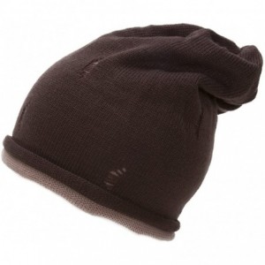 Skullies & Beanies Youth Size Double Layered Beanie - Brown/Taupe - C011RIMURD5 $8.40