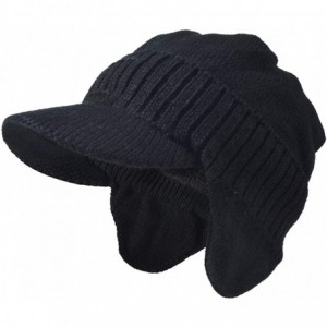 Skullies & Beanies Men's Knit Beanie Visor Skullcap Cadet Newsboy Cap Ski Winter Hat - Earflap-black - C518KRAHS62 $11.38