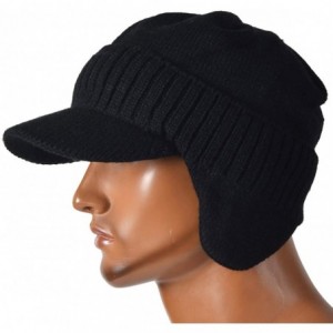 Skullies & Beanies Men's Knit Beanie Visor Skullcap Cadet Newsboy Cap Ski Winter Hat - Earflap-black - C518KRAHS62 $11.38