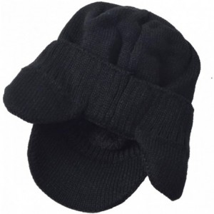 Skullies & Beanies Men's Knit Beanie Visor Skullcap Cadet Newsboy Cap Ski Winter Hat - Earflap-black - C518KRAHS62 $11.38