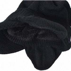 Skullies & Beanies Men's Knit Beanie Visor Skullcap Cadet Newsboy Cap Ski Winter Hat - Earflap-black - C518KRAHS62 $18.64