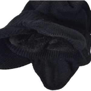 Skullies & Beanies Men's Knit Beanie Visor Skullcap Cadet Newsboy Cap Ski Winter Hat - Earflap-black - C518KRAHS62 $11.38