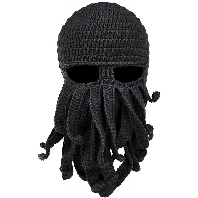 Skullies & Beanies Beard Hat Beanie Hat Knit Hat Winter Warm Octopus Hat Windproof Funny for Men & Women - Black - CF124RJEB9...