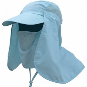 Sun Hats Summer Outdoor Sun Protection Fishing Cap Removable Neck Face Flap Cover Caps for Men Women - Lake Blue - CK18CUEDAT...