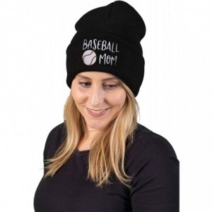 Skullies & Beanies Embroidered Beanie Dog Mom Gym Sports Holiday Knitted Hat Skull Cap - Baseball Mom - Black - CN18SSDHA4K $...