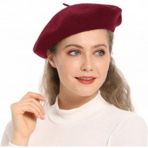 Berets 3 Pieces French Beret Hat Solid Color Wool Artist Beret Hats for Women Girls Lady - Set-4 - CG196IA6WQ5 $15.69
