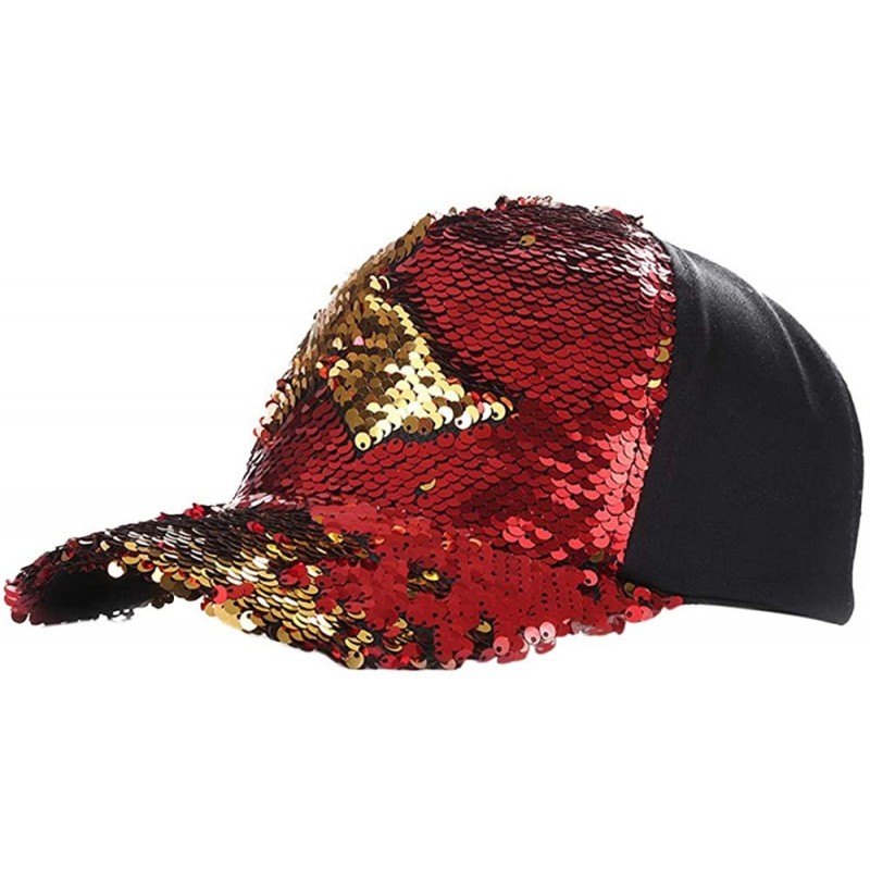 Baseball Caps Unisex Sequins Patchwork Mesh Cap Fashion Baseball Cap Outdoor Net Sun Hat - U-red - CJ18NSLME9Y $9.87