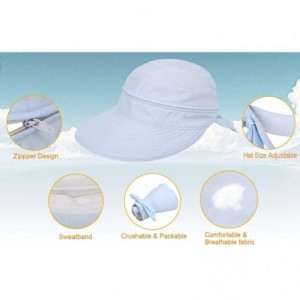 Sun Hats Hats for Women UPF 50+ UV Sun Protective Convertible Beach Visor Hat - Blue - C511DMLD39L $11.67