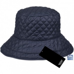 Rain Hats Foldable Water Repellent Quilted Rain Hat w/Adjustable Drawstring- Bucket Cap - Navy - CX18IQEZL5T $12.35