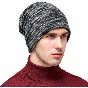 Skullies & Beanies Men Winter Skull Cap Beanie Large Knit Hat with Thick Fleece Lined Daily - L - Grey - CR18ZD6KW3S $14.24