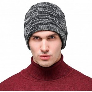 Skullies & Beanies Men Winter Skull Cap Beanie Large Knit Hat with Thick Fleece Lined Daily - L - Grey - CR18ZD6KW3S $14.24