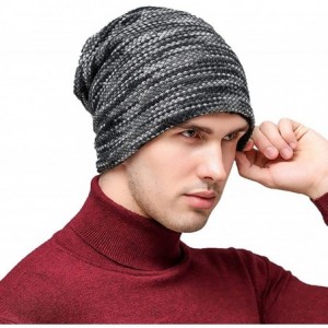 Skullies & Beanies Men Winter Skull Cap Beanie Large Knit Hat with Thick Fleece Lined Daily - L - Grey - CR18ZD6KW3S $14.24