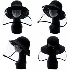 Sun Hats Packable Womens Straw Cloche Derby Fedora Summer Wide Brim Sun Hat Floppy Beach 55-60cm - 00052black - CY199I0QZ7R $...