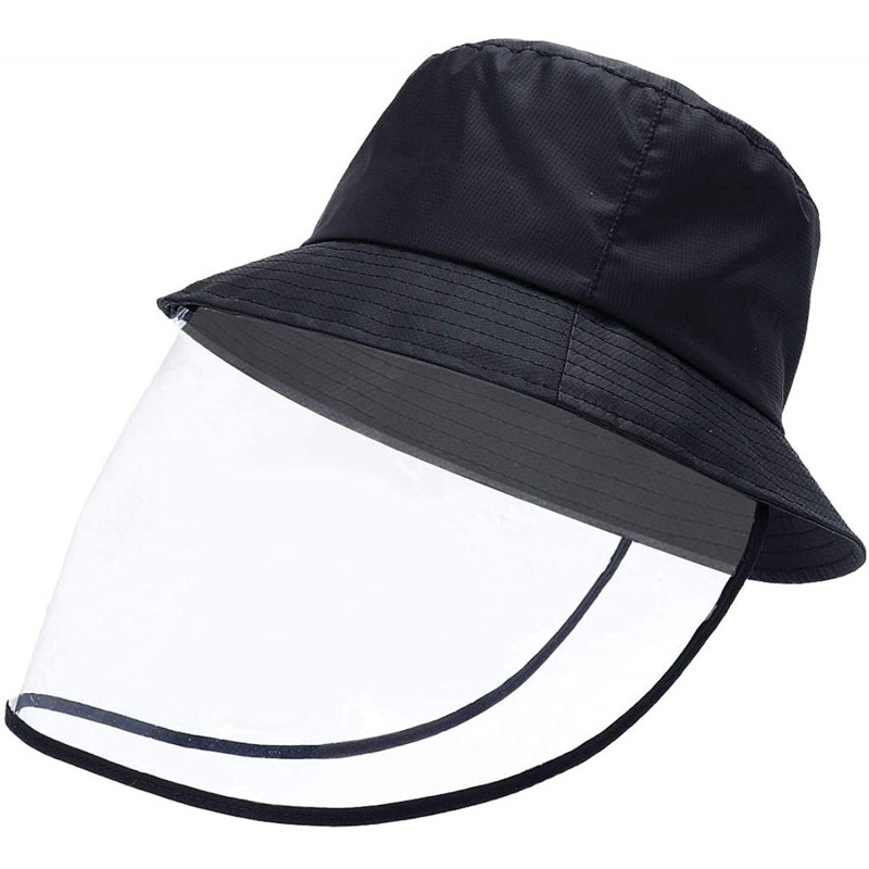 Sun Hats Waterproof Bucket Hats for Men Plain Color Outdoor Fisherman Sun Caps - Z-face Cover-black - CK196YTHANQ $38.78