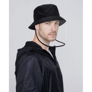 Sun Hats Waterproof Bucket Hats for Men Plain Color Outdoor Fisherman Sun Caps - Z-face Cover-black - CK196YTHANQ $18.10