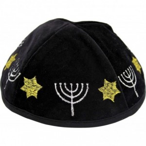 Skullies & Beanies Black Velvet Kippah Beanie Yarmulke Kippa Israel Tribal Jewish Hat Covering Cap 20cm - CG18OK5GK3S $15.82