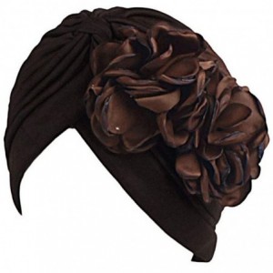 Skullies & Beanies Women Muslim Solid Flowers Cancer Chemo Hat Turban Headbands Hair Loss Wrap Cap - Coffee - CH186OCRH0Y $8.96