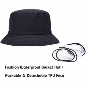 Sun Hats Waterproof Bucket Hats for Men Plain Color Outdoor Fisherman Sun Caps - Z-face Cover-black - CK196YTHANQ $31.46