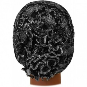 Headbands Beautiful Metallic Turban-style Head Wrap - Lacey Silver - C617YXYEOZU $13.80