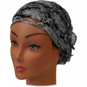 Headbands Beautiful Metallic Turban-style Head Wrap - Lacey Silver - C617YXYEOZU $13.80