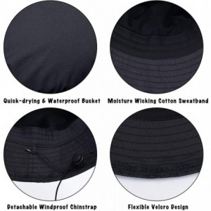 Sun Hats Waterproof Bucket Hats for Men Plain Color Outdoor Fisherman Sun Caps - Z-face Cover-black - CK196YTHANQ $18.10