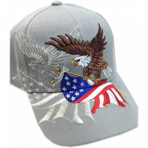 Baseball Caps Patriotic American Flag Design Baseball Cap USA 3D Embroidery - Gray - CY125C1EGET $17.65