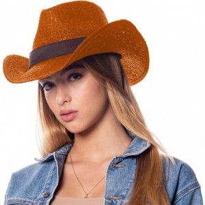 Cowboy Hats Men's & Women's Western Style Cowboy/Cowgirl Straw Hat - Cow1807orange - C718QQC5EOW $13.59