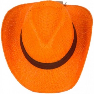 Cowboy Hats Men's & Women's Western Style Cowboy/Cowgirl Straw Hat - Cow1807orange - C718QQC5EOW $21.36