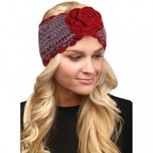 Cold Weather Headbands Women's Soft Knitted Winter Headband Head Wrap Ear Warmer (Flower-Burgundy) - Flower-Burgundy - CR18IM...