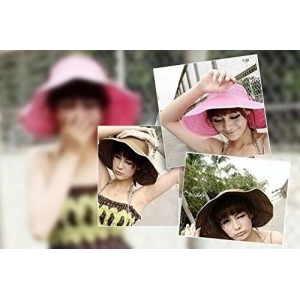 Sun Hats Women & Children Beach Hat Sun Visor Foldable Roll up Wide Brim Straw Hat Cap - Adult Size Color Black - C311ZV0712L...