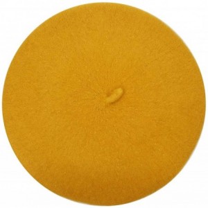 Berets Women Wool Beret Hat French Style Solid Color - Yellow - CH18REDLO3U $9.95