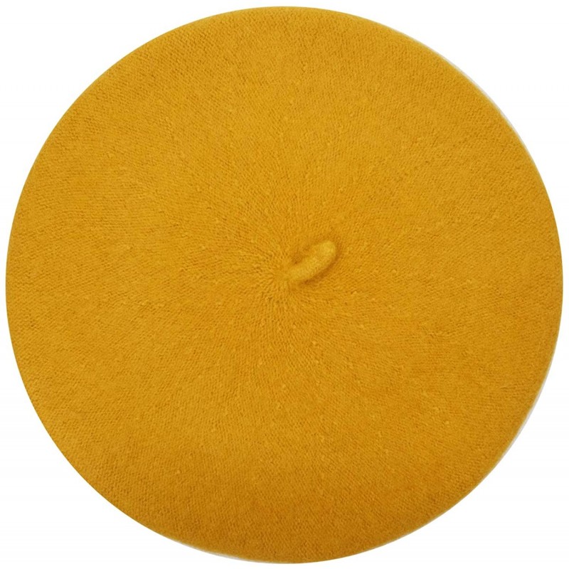 Berets Women Wool Beret Hat French Style Solid Color - Yellow - CH18REDLO3U $9.95