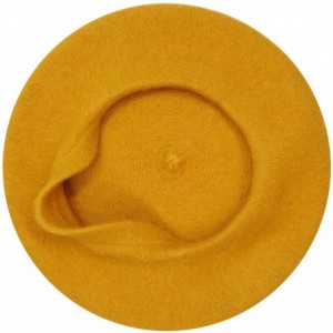 Berets Women Wool Beret Hat French Style Solid Color - Yellow - CH18REDLO3U $23.62