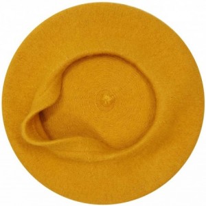 Berets Women Wool Beret Hat French Style Solid Color - Yellow - CH18REDLO3U $9.95