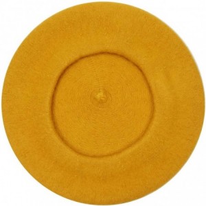 Berets Women Wool Beret Hat French Style Solid Color - Yellow - CH18REDLO3U $9.95