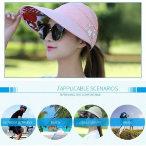 Sun Hats Sun Hats for Women Wide Brim UV Protection Summer Beach Visor - Ornaments-light Pink - C018EWC0XHC $24.17