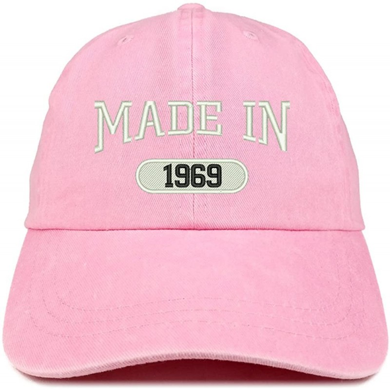 Baseball Caps Made in 1969 Embroidered 51st Birthday Washed Baseball Cap - Pink - CQ18C7GH5HZ $20.70