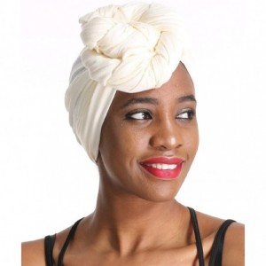 Headbands Solid Color Head Wrap & Scarf - Stretch Jersey Knit Hair Wrap- Long Turbans - Cream White - C118QQGQ8YQ $31.77