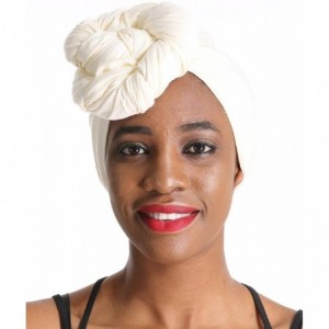 Headbands Solid Color Head Wrap & Scarf - Stretch Jersey Knit Hair Wrap- Long Turbans - Cream White - C118QQGQ8YQ $15.70