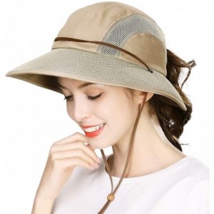 Sun Hats UV50 Foldable Sunhat Women Ponytail Hole Safari Beach Fishing Bucket Hat 55-61CM - 00707_khaki - CB18RTGLQL3 $22.55