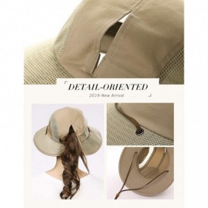 Sun Hats UV50 Foldable Sunhat Women Ponytail Hole Safari Beach Fishing Bucket Hat 55-61CM - 00707_khaki - CB18RTGLQL3 $37.58