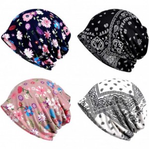 Skullies & Beanies Womens Baggy Soft Slouchy Beanie Hat Stretch Infinity Scarf Head Wrap Cap - 4pcs Multicolor1 - CG18UZXO20M...