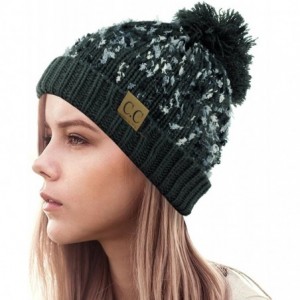 Skullies & Beanies Exclusive Winter Top Pom Pom Knit Confetti Cuff Beanie Hat - Dark Gray - C61274IMQ2H $8.35