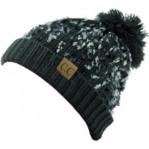 Skullies & Beanies Exclusive Winter Top Pom Pom Knit Confetti Cuff Beanie Hat - Dark Gray - C61274IMQ2H $8.35