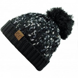 Skullies & Beanies Exclusive Winter Top Pom Pom Knit Confetti Cuff Beanie Hat - Dark Gray - C61274IMQ2H $8.35