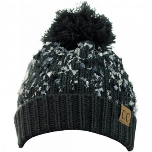 Skullies & Beanies Exclusive Winter Top Pom Pom Knit Confetti Cuff Beanie Hat - Dark Gray - C61274IMQ2H $8.35